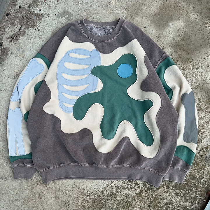 clothing factory custom color blocking casual color block sweatshirt crewneck Crewneck Pullover